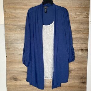 Karen Brooks Plus Size 3X Open Front Kimono Cardigan Sweater 3/4 Sleeve Granny